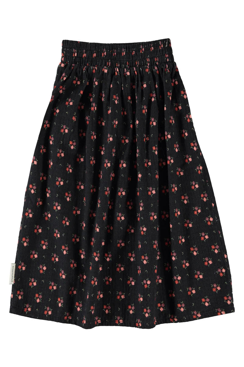 Long Skirt Black with Flowers