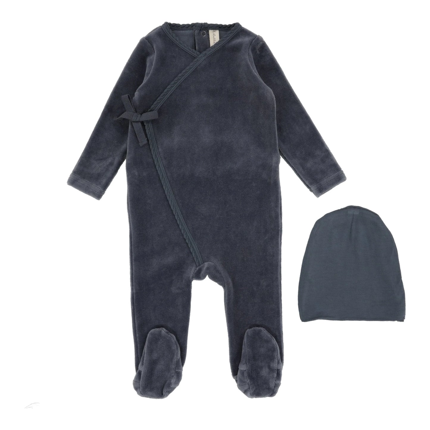 Velour Wrap Footie Set - Slate