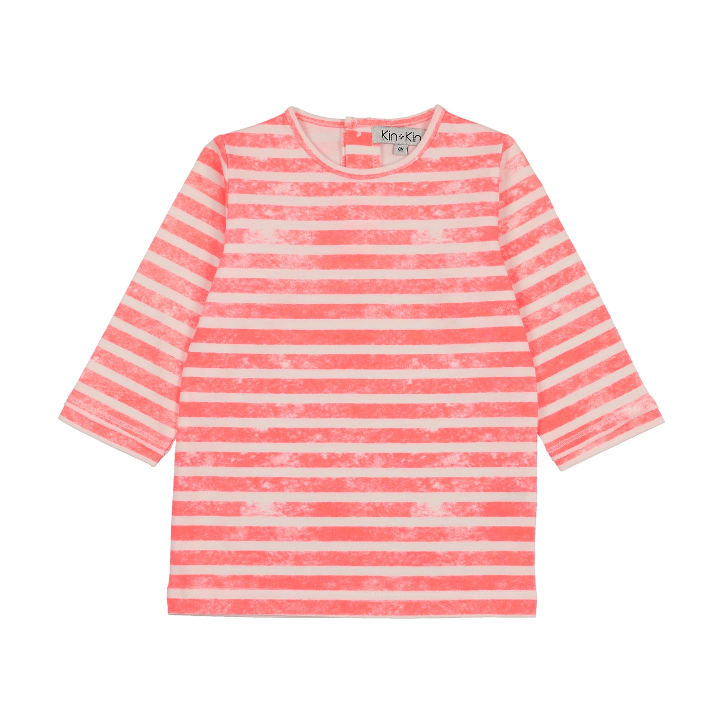 3/4 Sleeve T-Shirt- Neon Pink Stripes