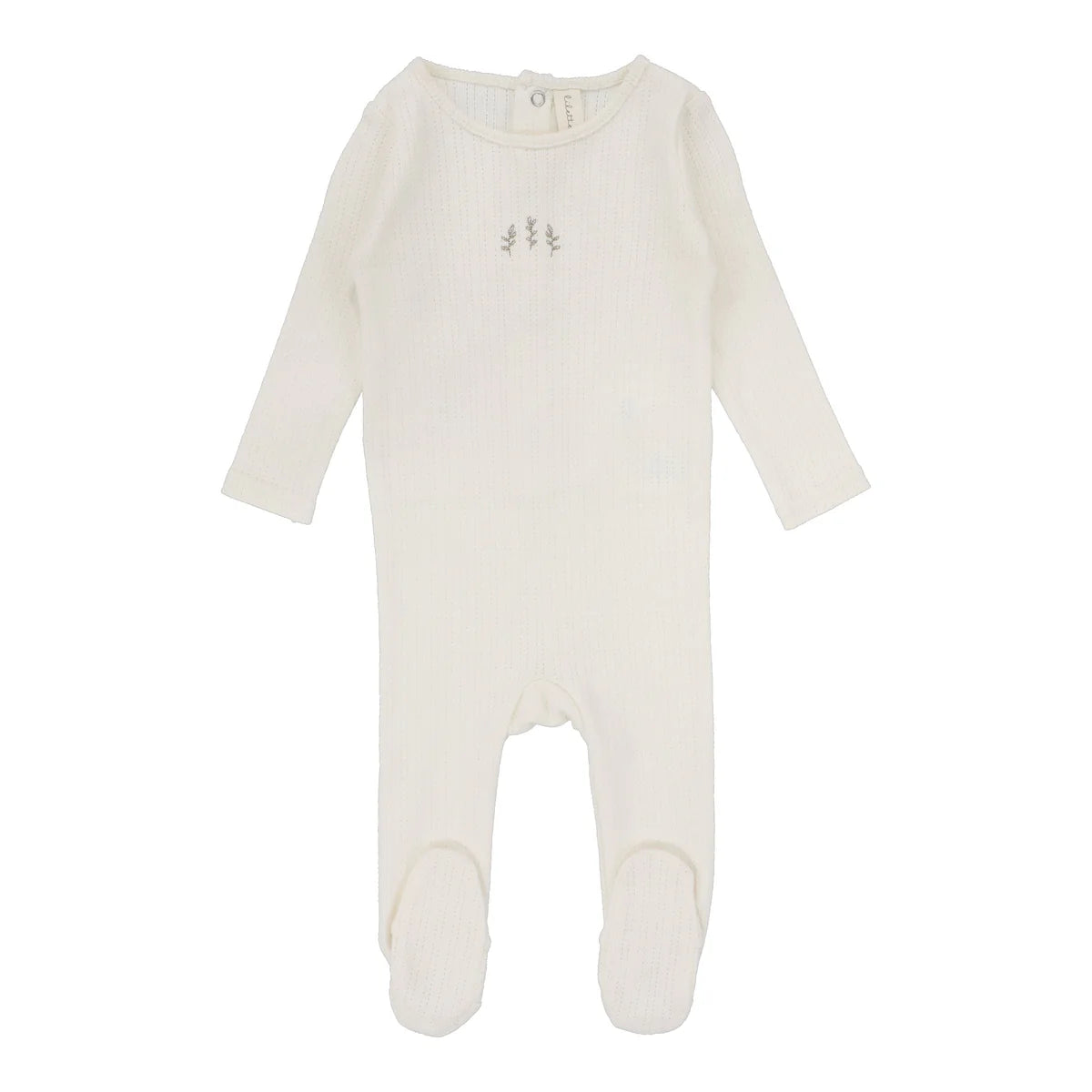 STRIPED POINTELLE FOOTIE CREAM/BRANCH