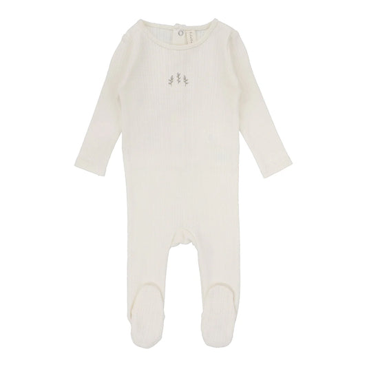 STRIPED POINTELLE FOOTIE CREAM/BRANCH