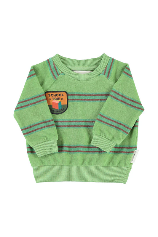 Baby Terry Cotton Sweatshirt Green with Double Stripes