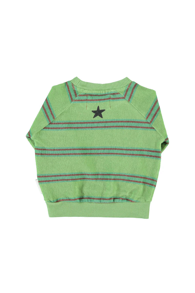 Baby Terry Cotton Sweatshirt Green with Double Stripes