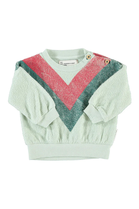 Baby Sweatshirt Mint Green with Multicolor Triangle Print