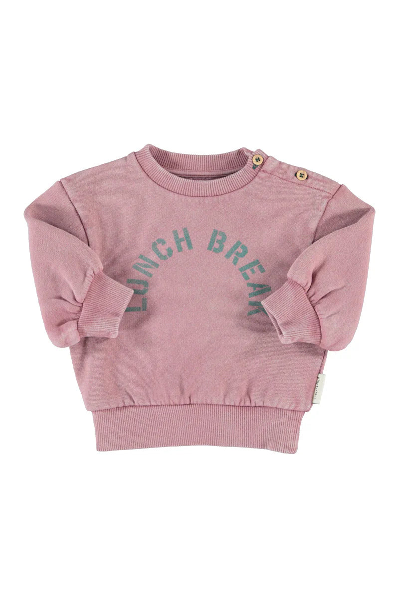Baby Oversized Sweatshirt Pink with "lunch Break" Print