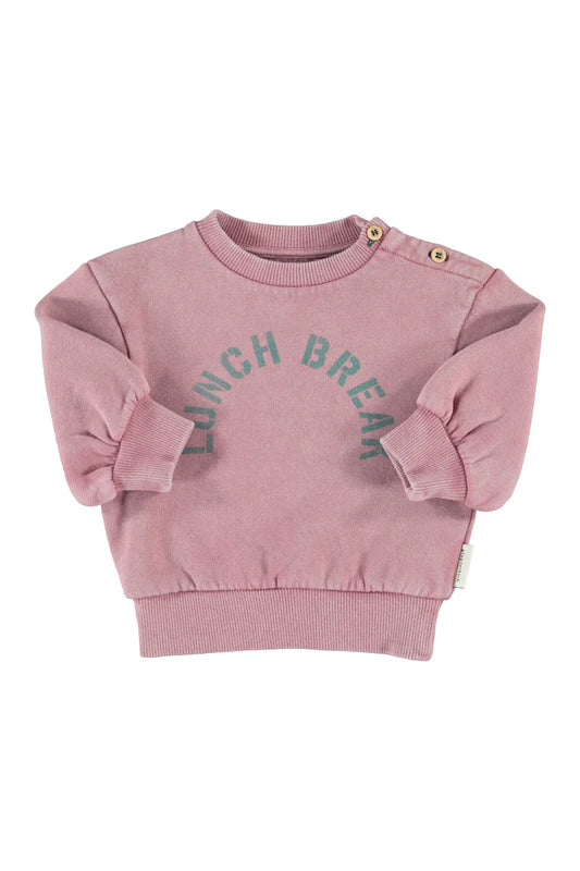 Baby Oversized Sweatshirt Pink with "lunch Break" Print