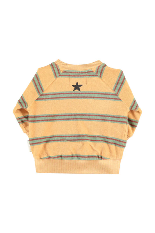 Baby Terry Cotton Sweatshirt Sand with Double Stripes
