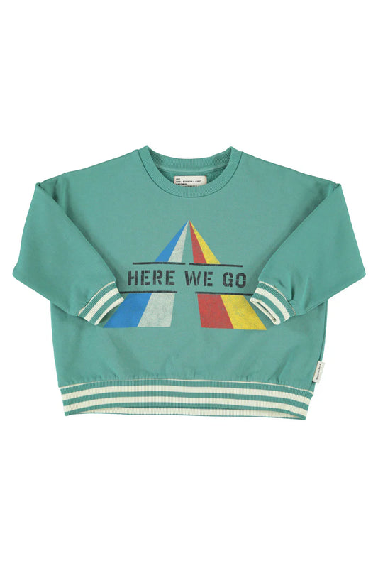 Sweatshirt Green with "here We Go" Print