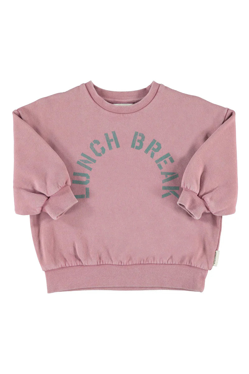 Oversized Sweatshirt Pink with "lunch Break" Print