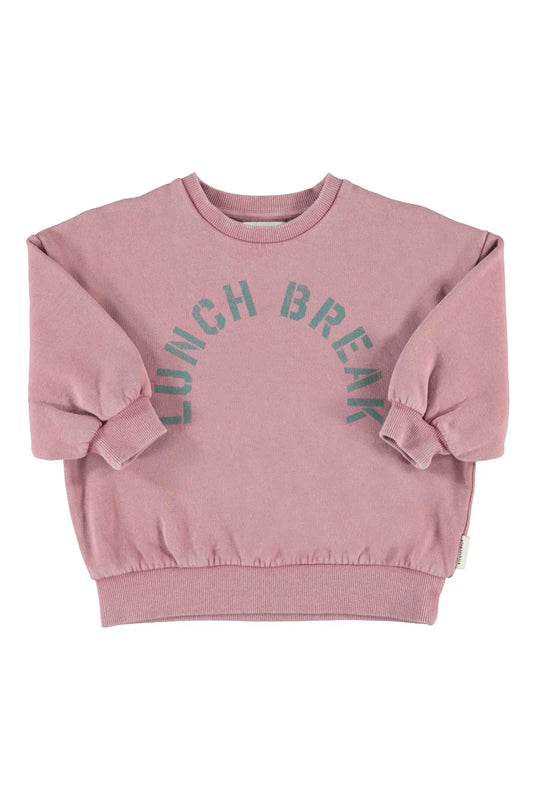 Oversized Sweatshirt Pink with "lunch Break" Print