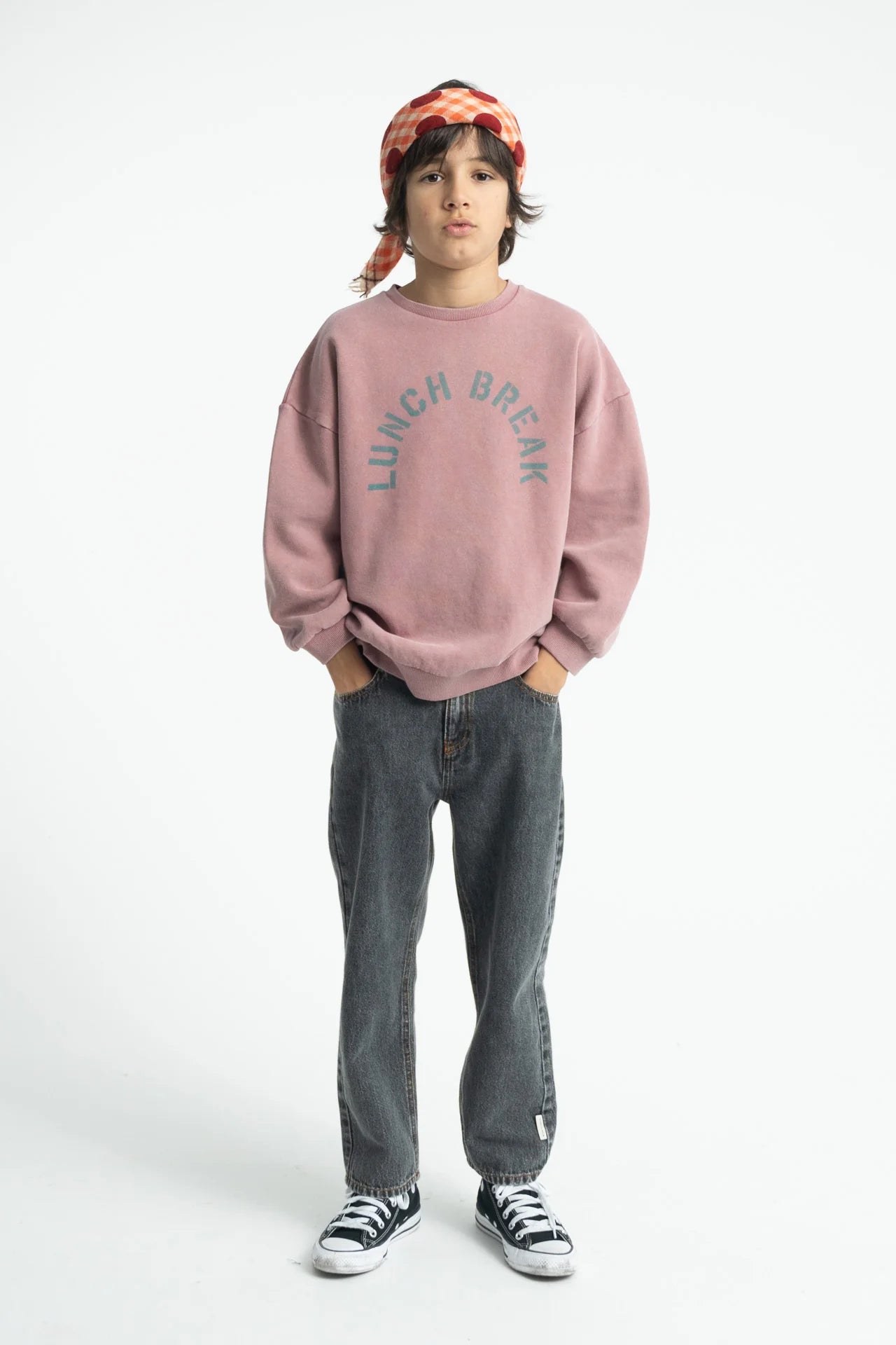 Oversized Sweatshirt Pink with "lunch Break" Print