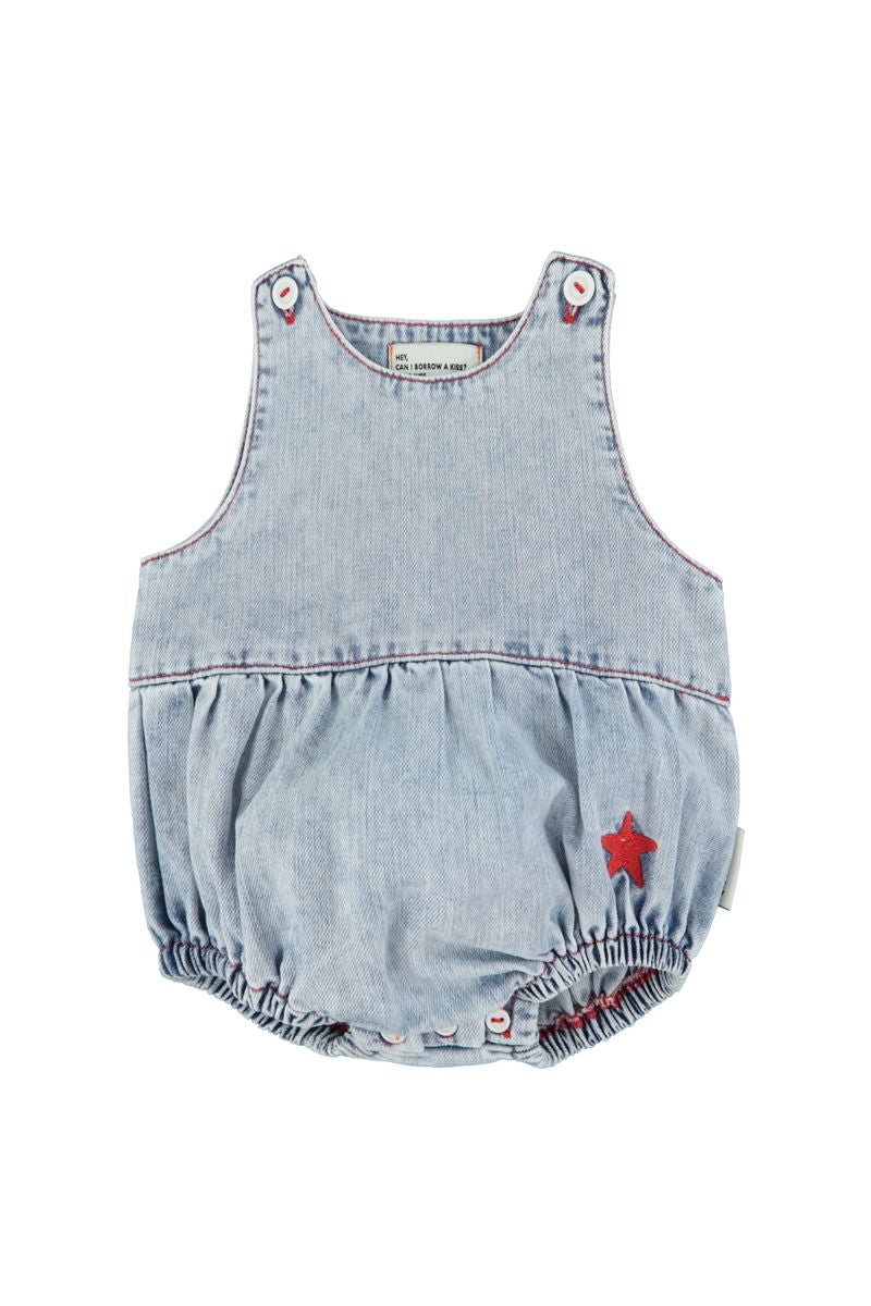 Sleeveless Baby Romper Blue Light Denim
