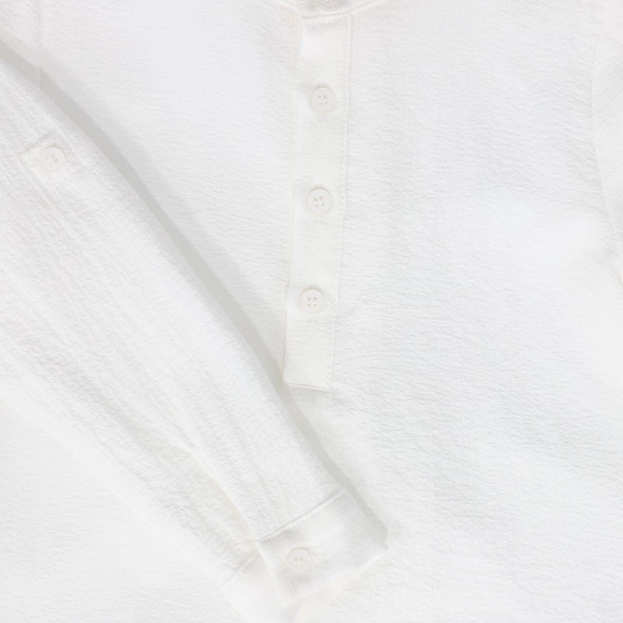 White Textured Button Blouse