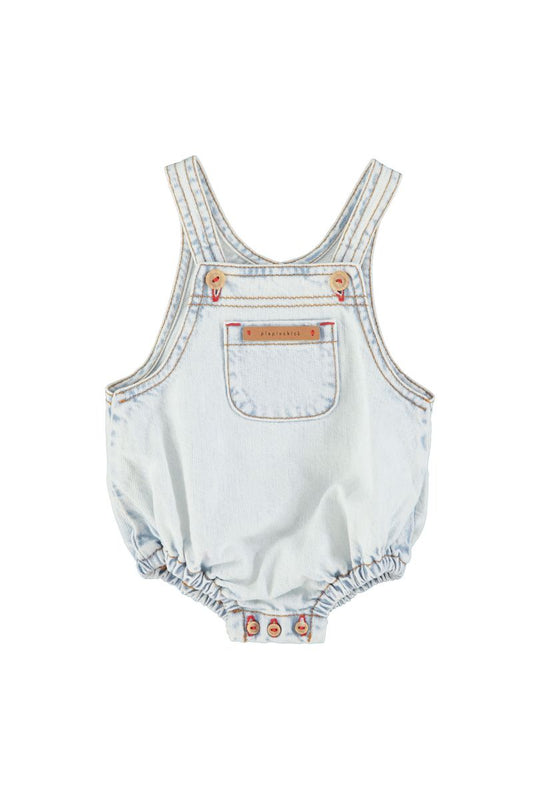 Baby Romper Washed Light Blue Denim