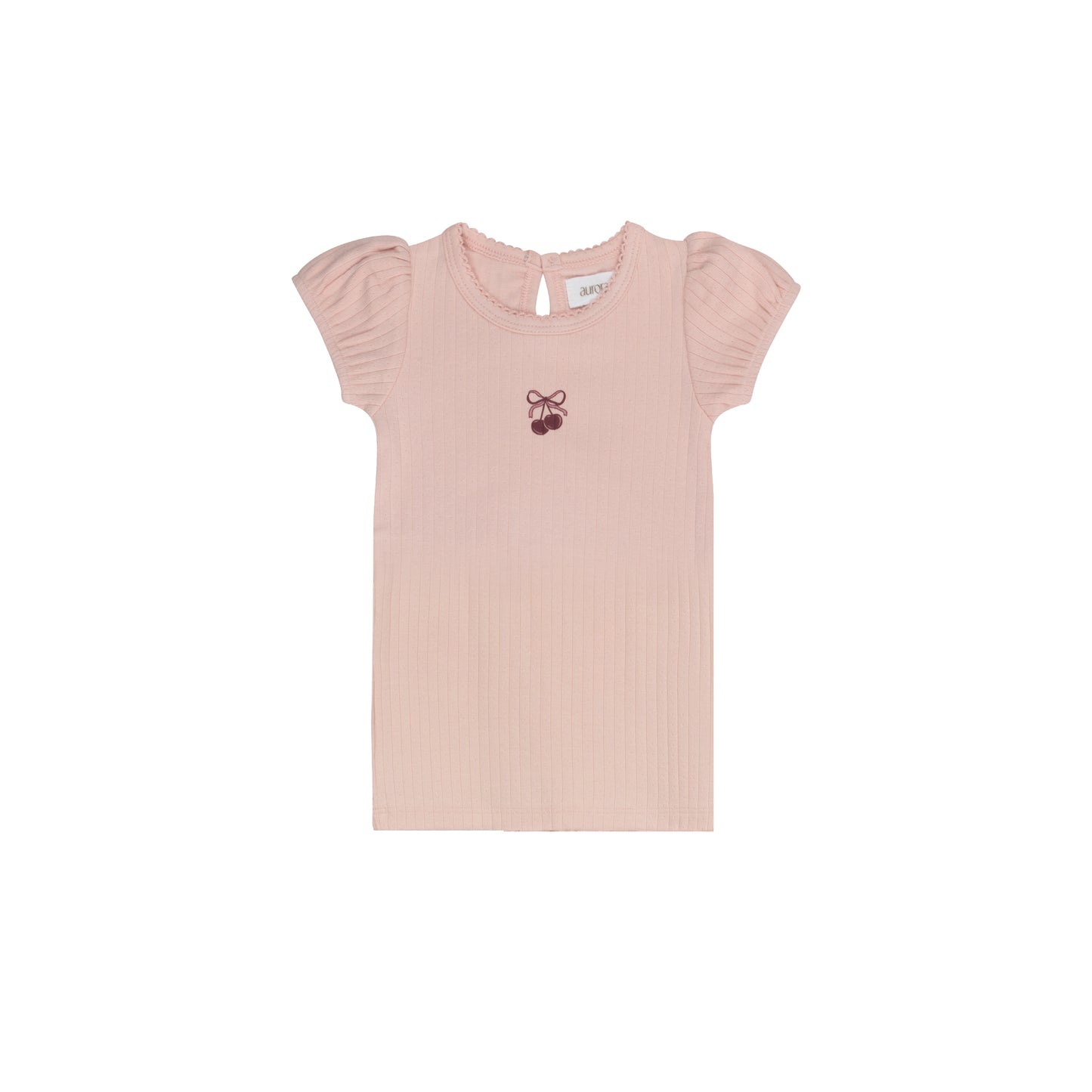 Pink/Red Pointelle Bow Print Short Sleeve T-Shirt