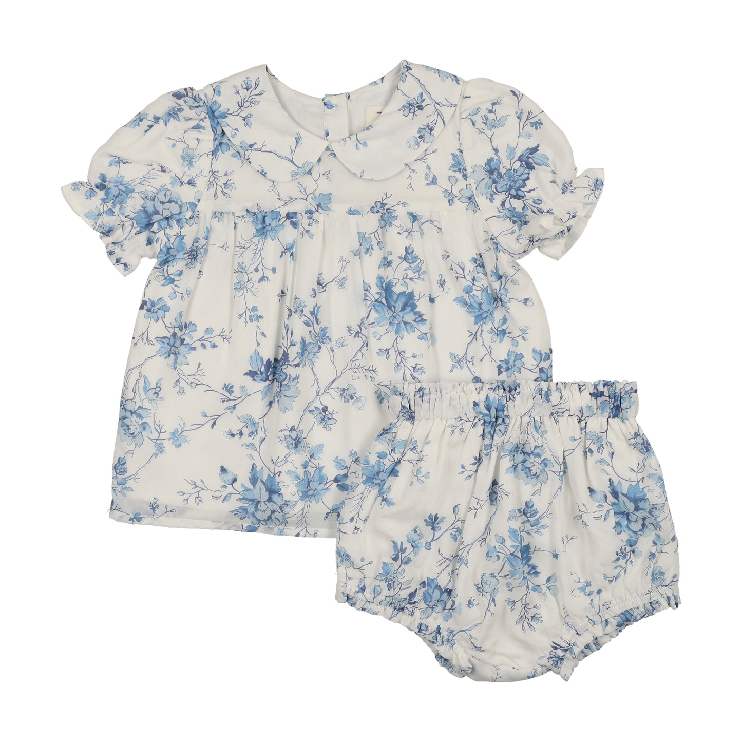 Blue Toile Baby Girl Set