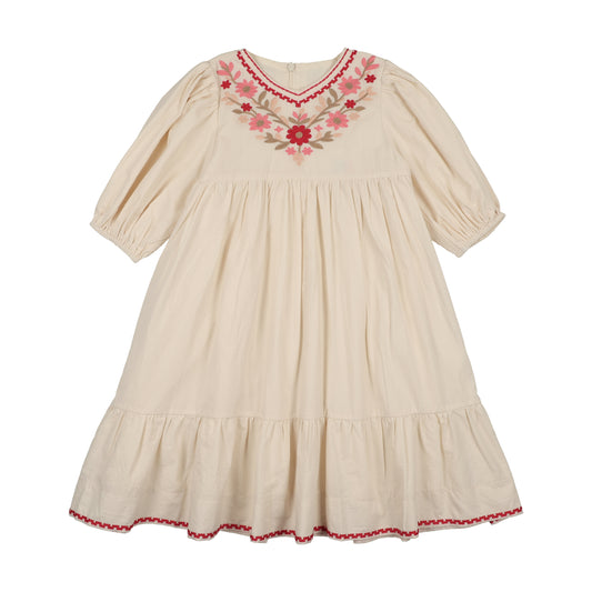 Vanilla Floral Embroidery Dress