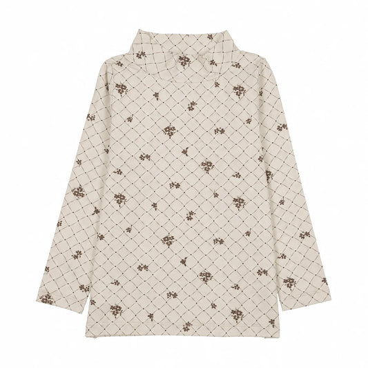 Mockneck T-Shirt Umber Floral Print