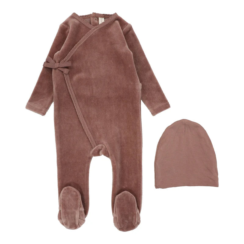 Velour Wrap Footie Set - Berry