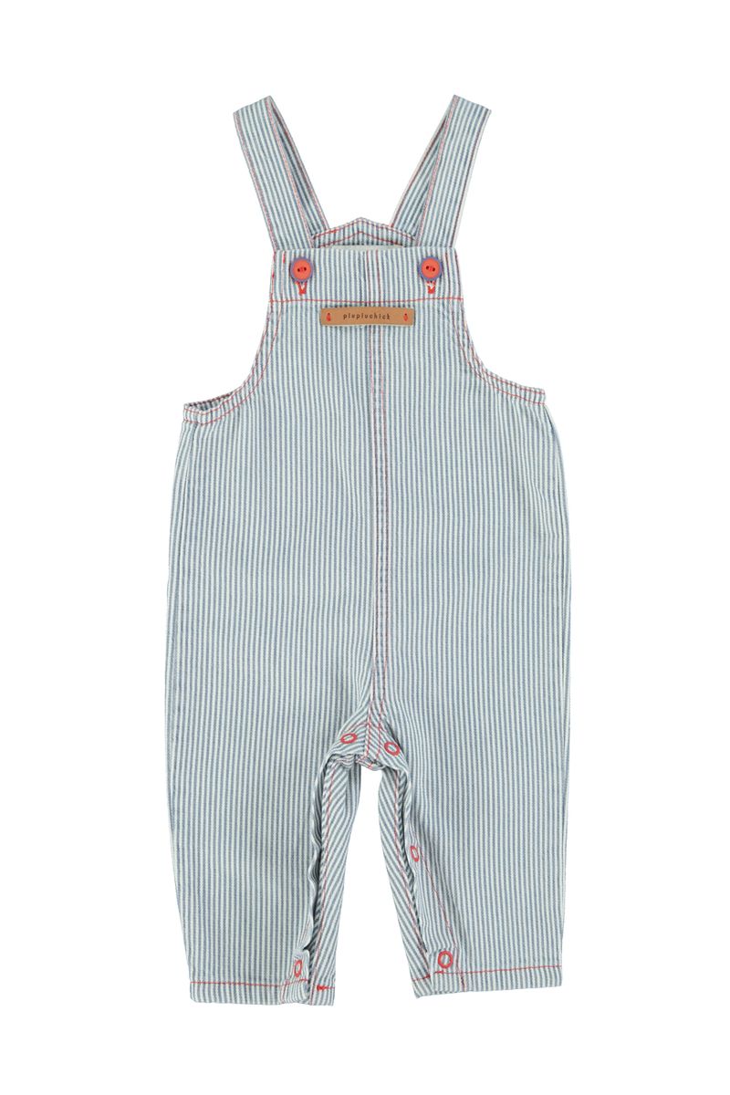 Baby Dungarees Ecru with Indigo Stripes