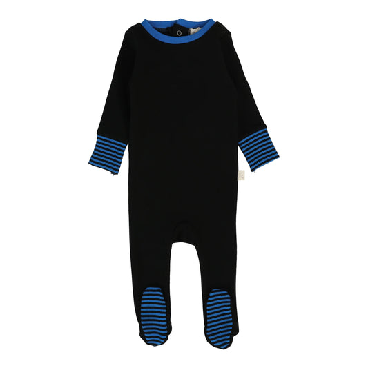 Striped Cuff Footie Black/Royal Blue
