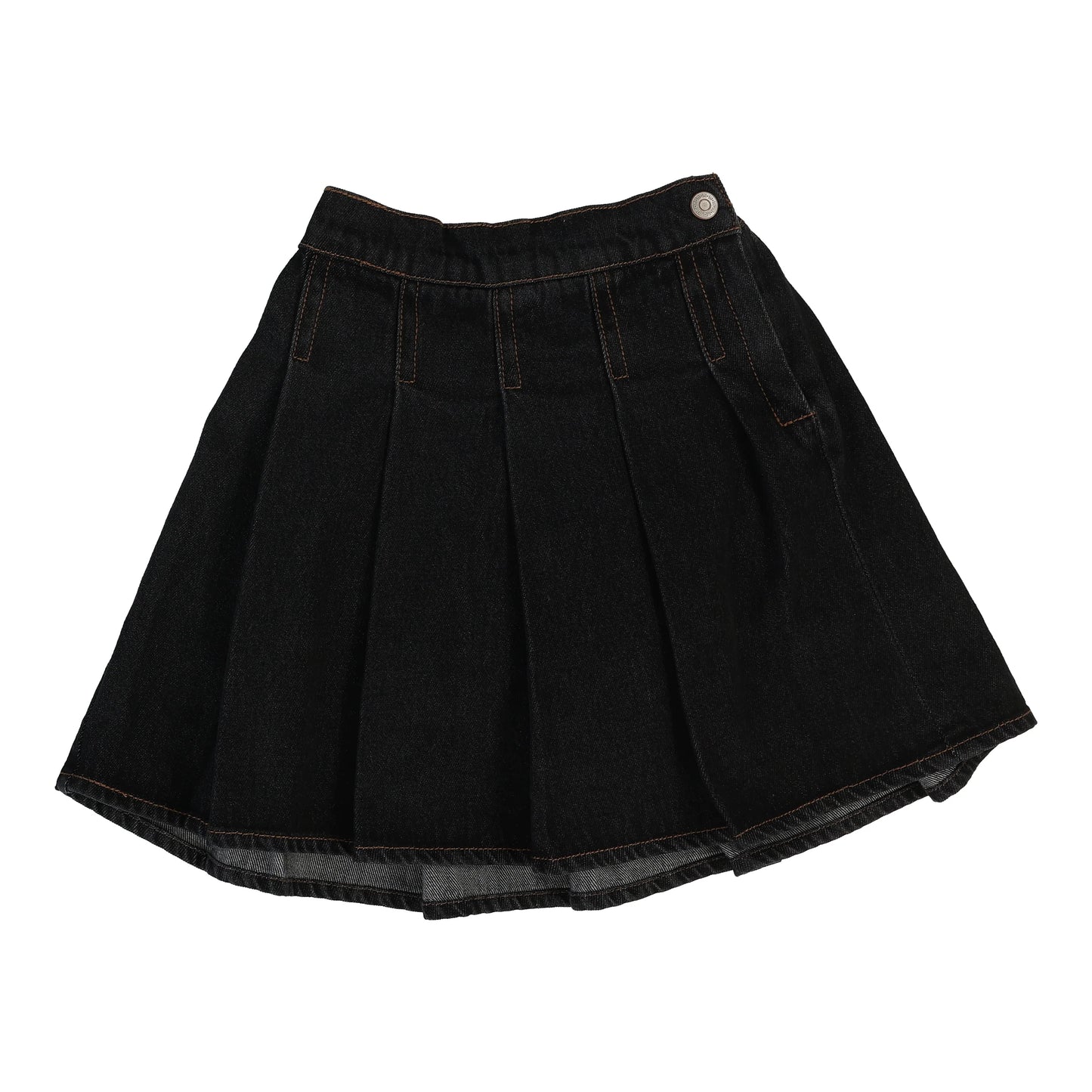 Pleated Denim Skirt Black Denim