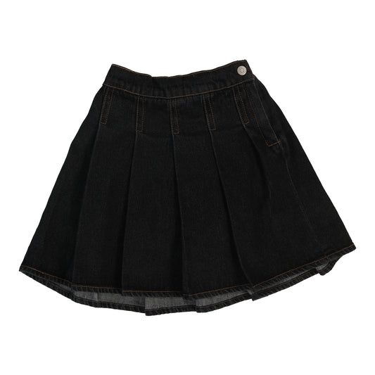 Pleated Denim Skirt Black Denim