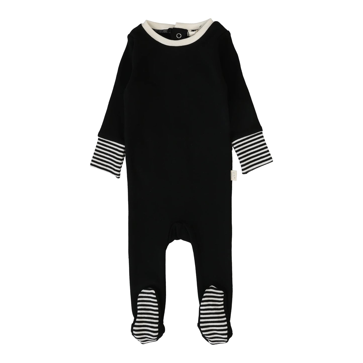 Striped Cuff Footie Black/Cream
