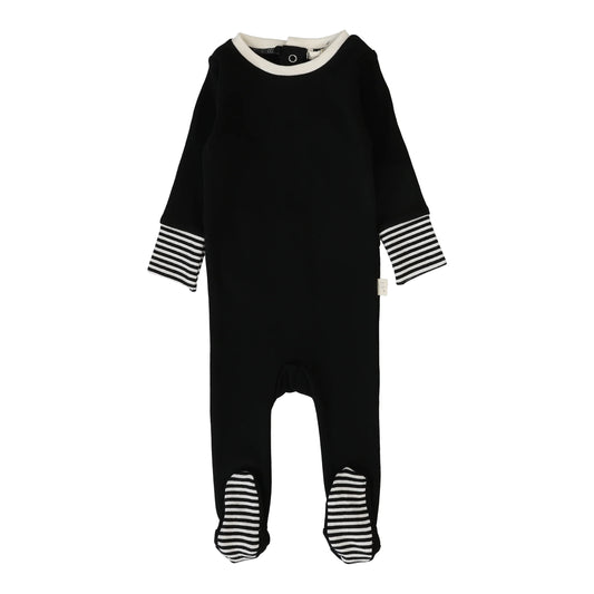 Striped Cuff Footie Black/Cream