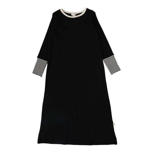 Striped Cuff Night Gown Black/Cream