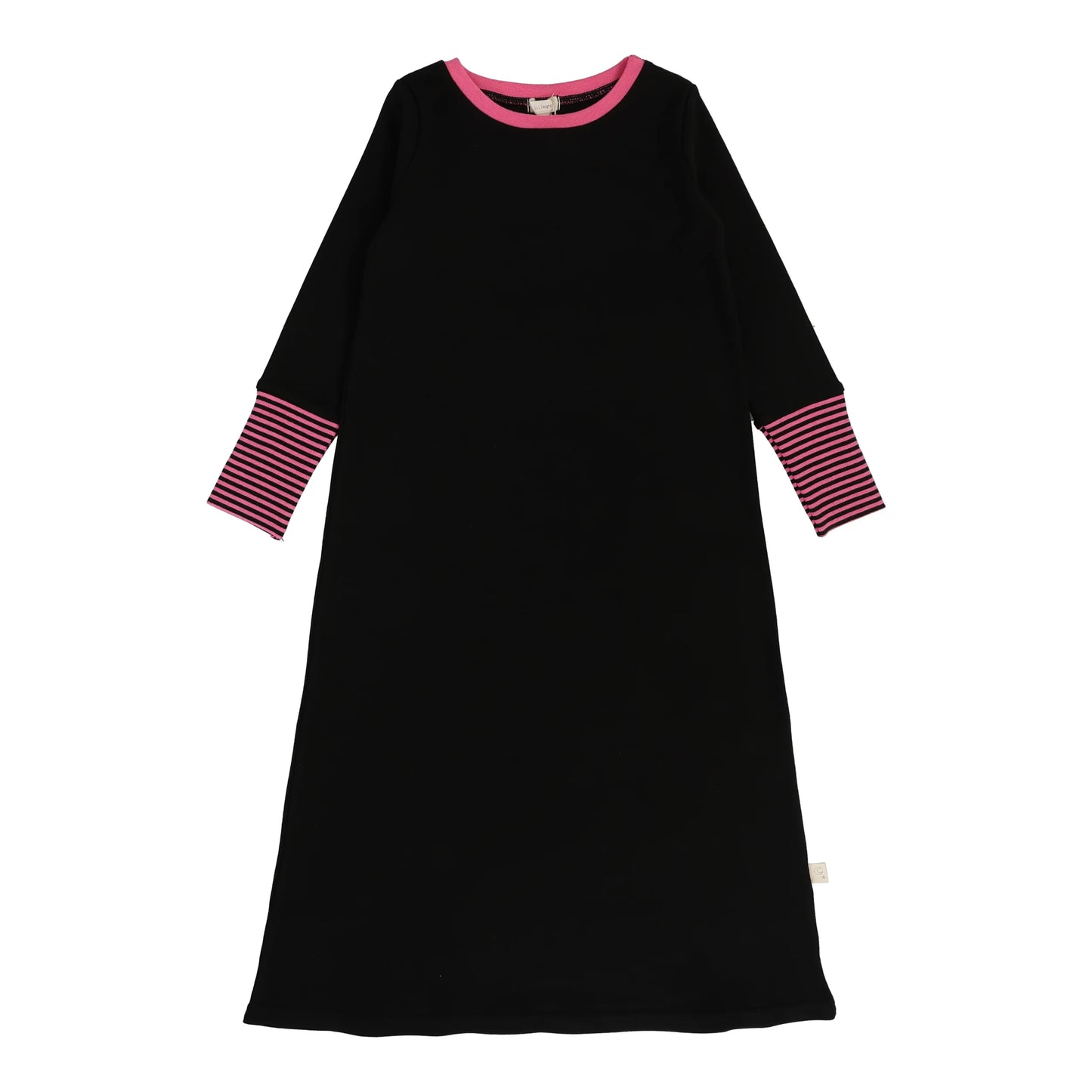 Striped Cuff Night Gown Black/Hot Pink