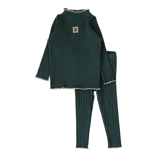 Girls Funnel Neck Set- Green
