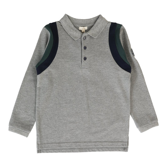 Striped Accent Polo Grey