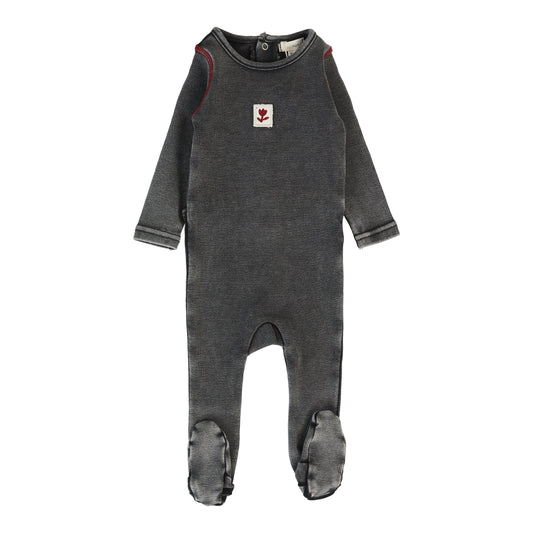 Contrast Footie Black Wash Girl