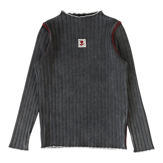 Contrast Funnel Neck Black Wash