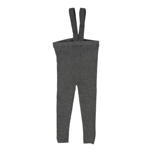 Knit Long Suspender Leggings Mid Grey