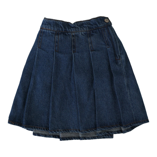 Pleated Denim Skirt Blue Denim