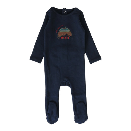 Navy Plaid Footie - Boy
