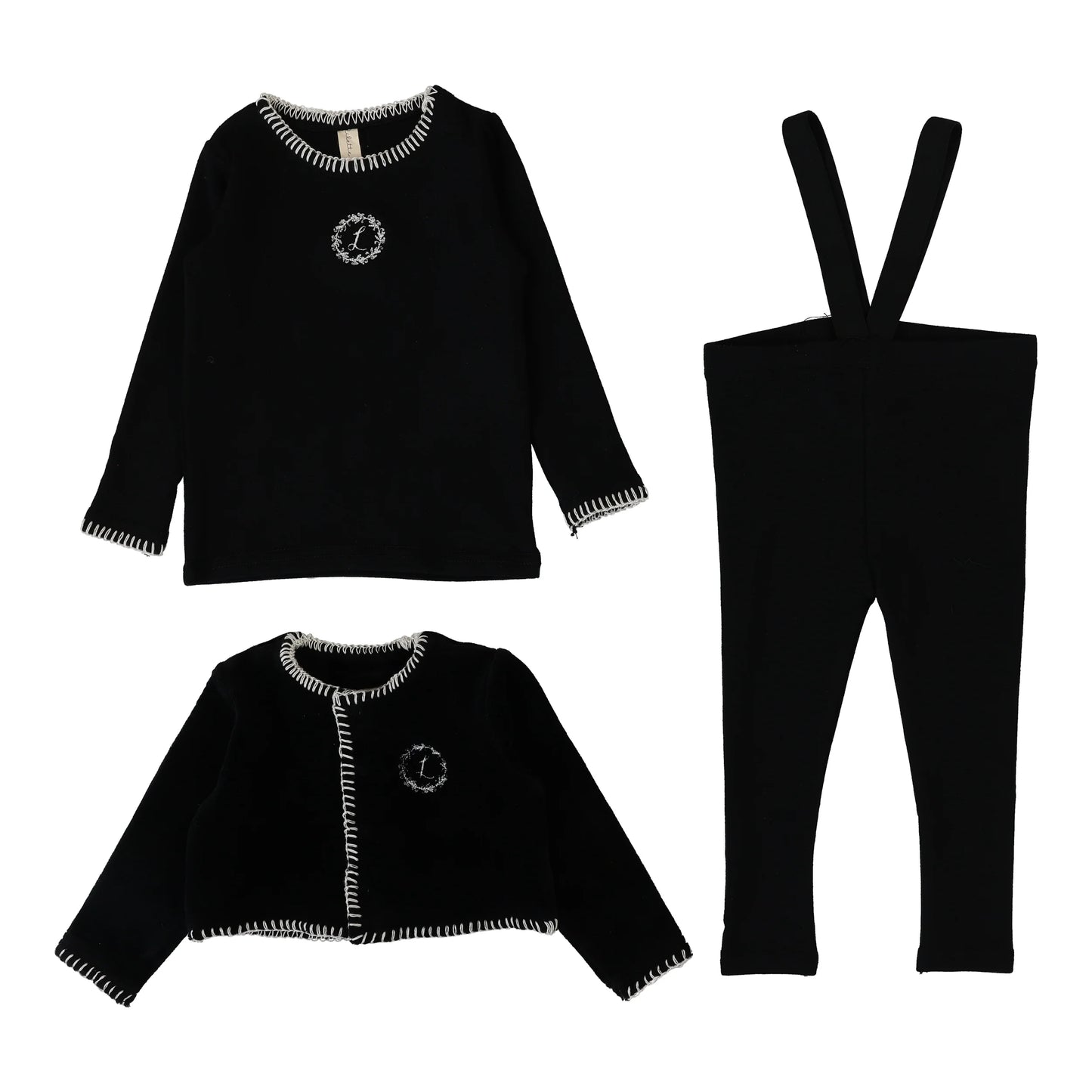 Velour Cardi Lounge Set Black