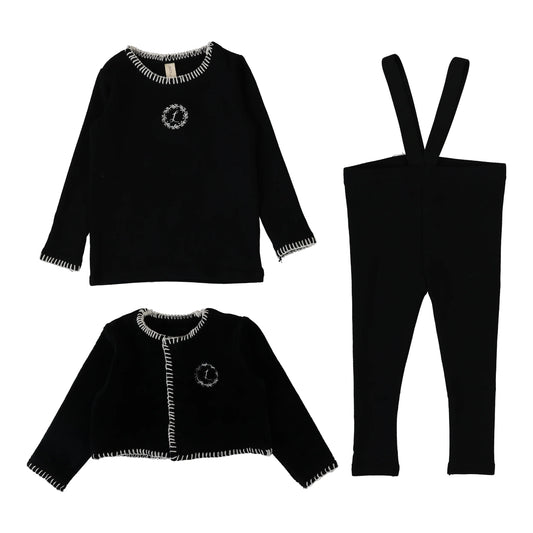 Velour Cardi Lounge Set Black