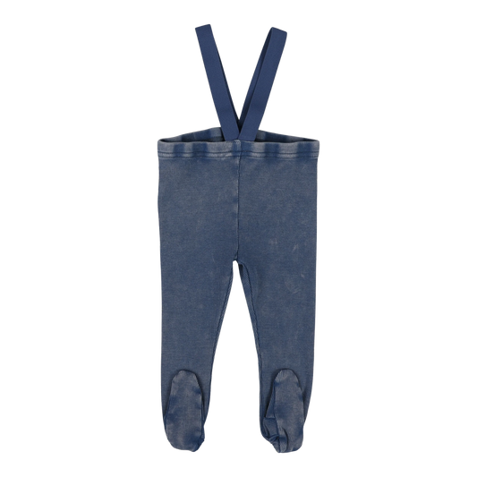 Footed Suspender Leggings Blue Wash