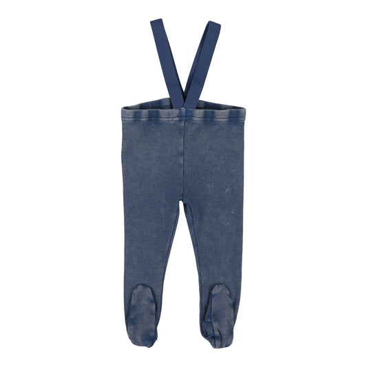 Footed Suspender Leggings- Blue Wash