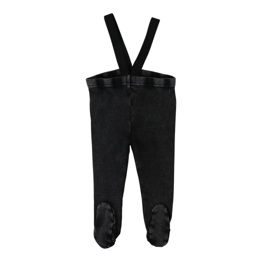 Footed Suspender Leggings Black Wash