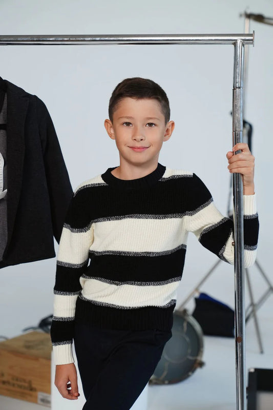 Black/White Ombre Striped Sweater