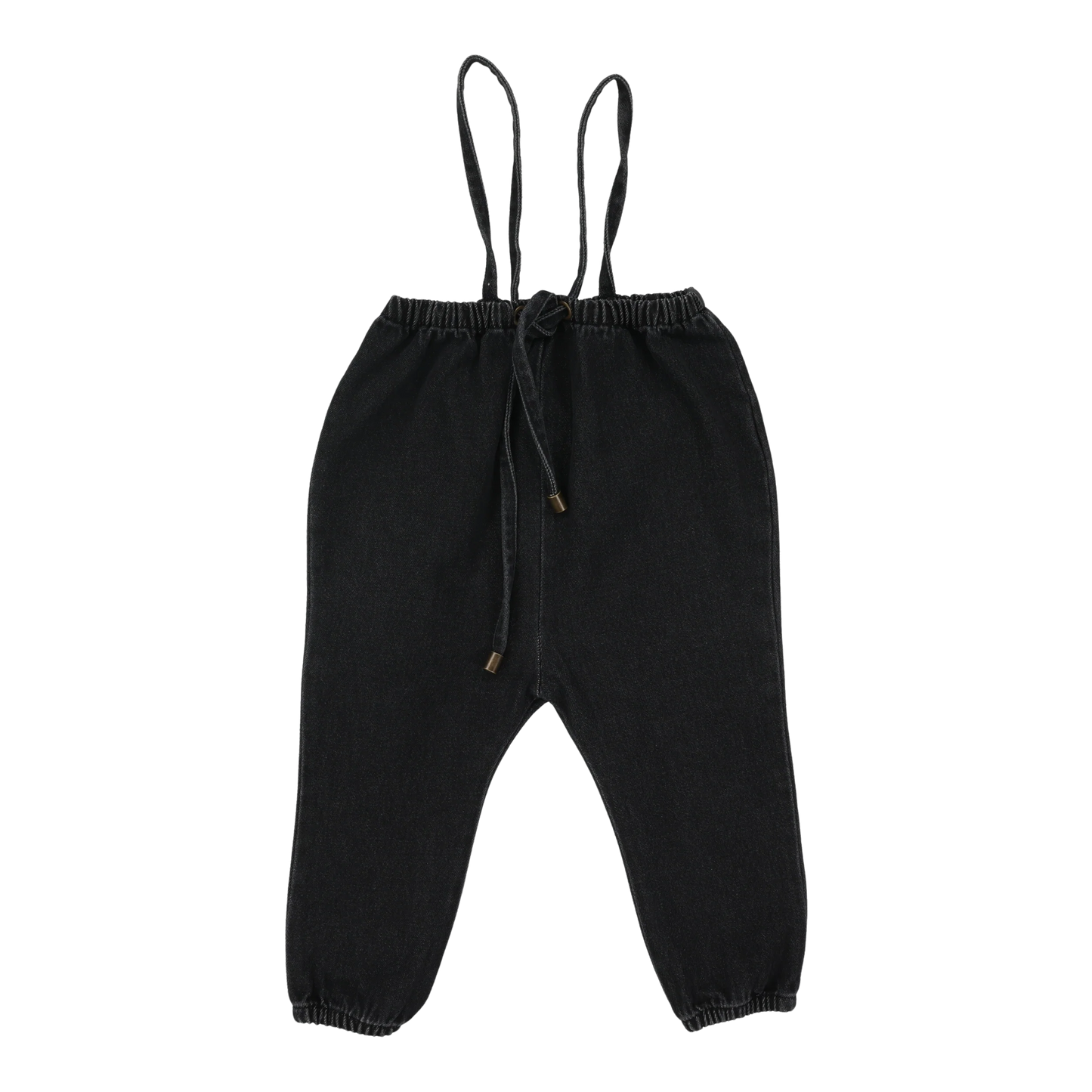 Denim Suspender Pants- Black Denim
