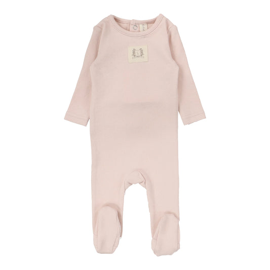 Pointelle Emblem Footie - Soft Pink