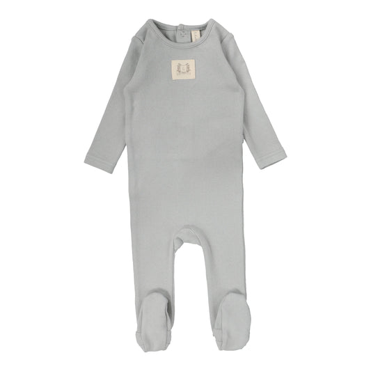 Pointelle Emblem Footie - Light Blue