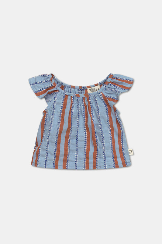 Striped denim baby blouse