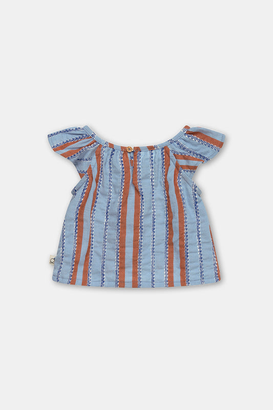 Striped denim baby blouse