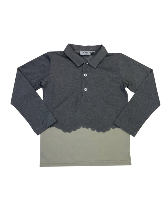 Bleached Long Sleeve Polo Black